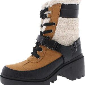 Madden Girl Doreen Faux-Fur Lug Sole Hiker Booties Taupe
